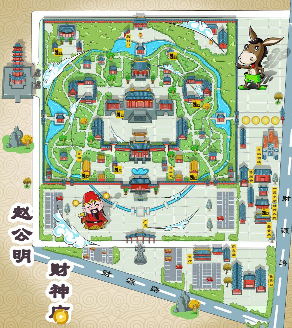 新北寺庙类手绘地图